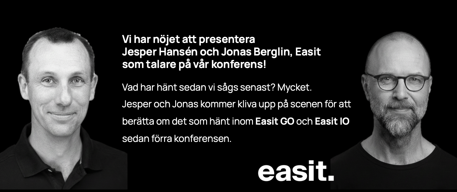 Jesper Hansén och Jonas Berglin presenterar nyheter i Easit GO och lanseringen av Easit IO på Easits användarkonferens.