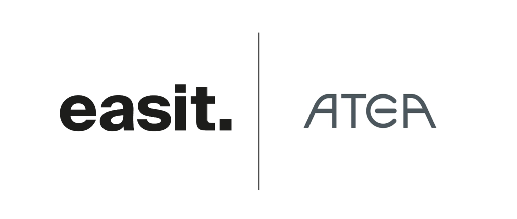 Easit och Atea logotyper sida vid sida — ett samarbete kring AI i suverän svensk miljö