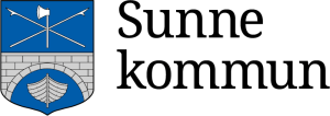 Logotyp för Sunne kommun med kommunvapen i blått och grått samt texten “Sunne kommun”.
