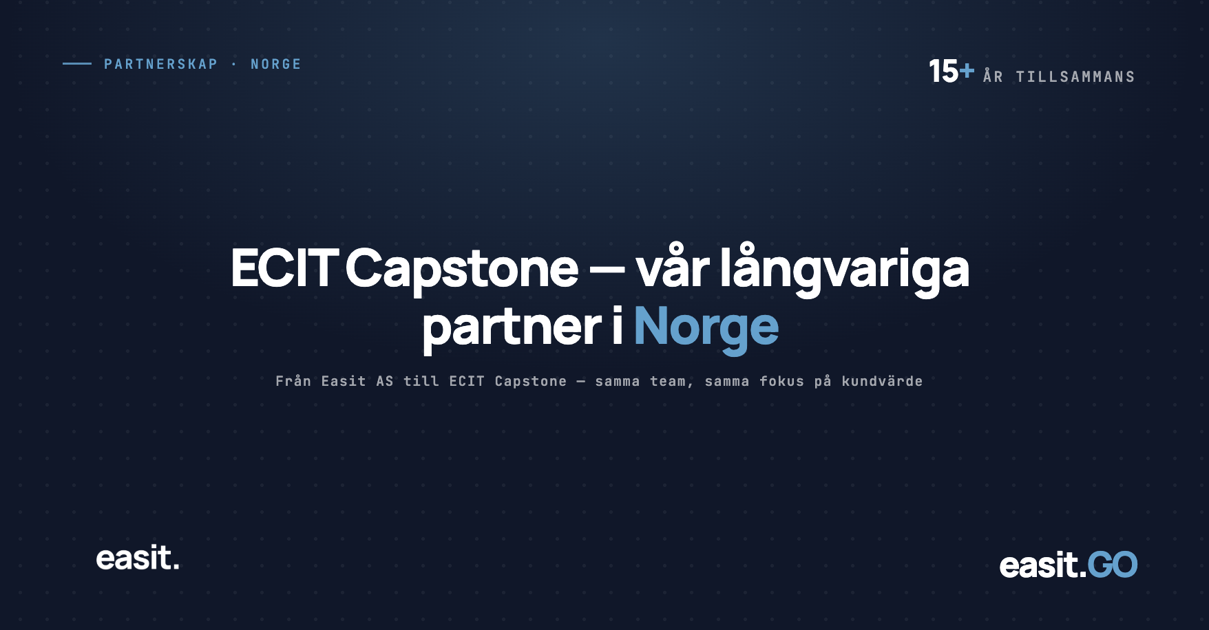 Easit och ECIT Capstone – långvarigt partnerskap i Norge sedan över 15 år